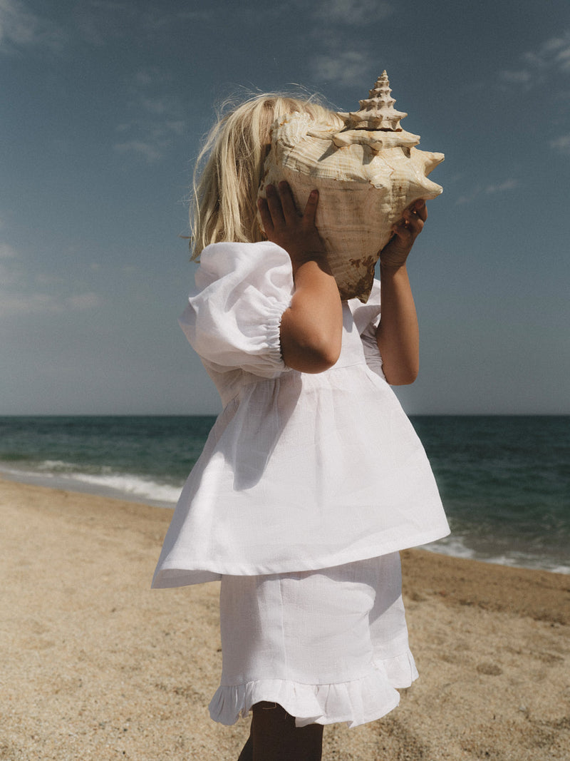 shorts de lino blanco niña verano