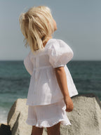 girls' white linen shorts