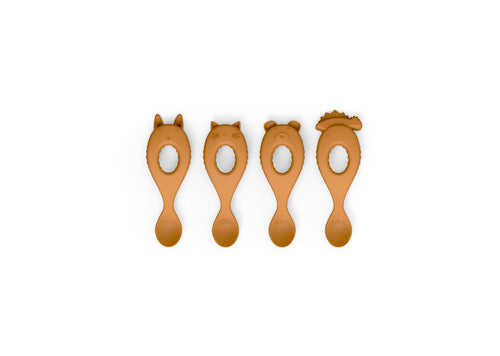 Liewood - Cuillère En Silicone Soft Baby - Pack De 4 Liva - Mustard