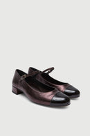 Mary Janes Lola - Cuir Métallisé Couleur Chocolat