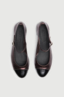 Mary Janes Lola - Cuir Métallisé Couleur Chocolat