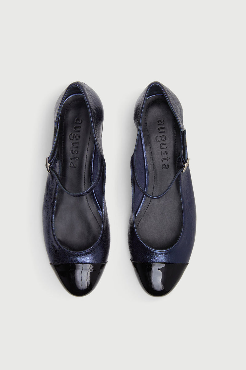 Mary Janes Lola - Cuir Métallisé Couleur Océan