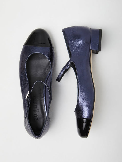 Mary Janes Lola - Cuir Métallisé Couleur Océan