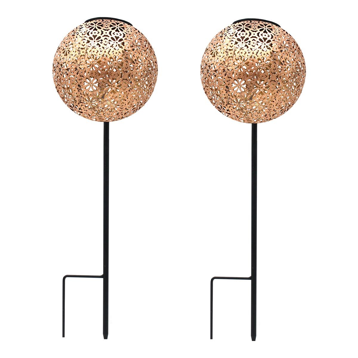 Conjunto de 2 balizas solares para plantar estilo oriental LED blanco cálido AGADIR H45cm - REDDECO.com