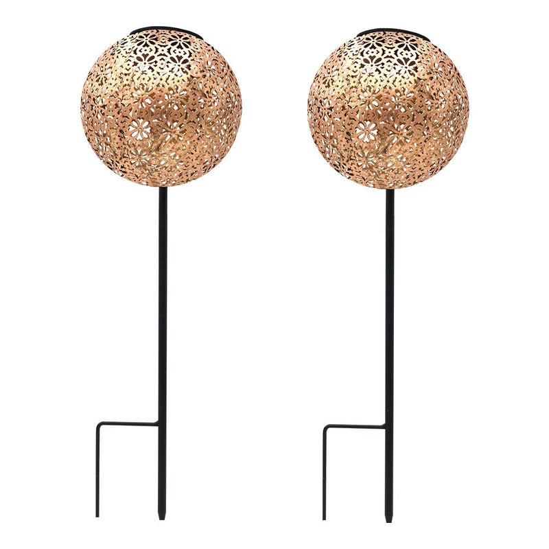 Conjunto de 2 balizas solares para plantar estilo oriental LED blanco cálido AGADIR H45cm - REDDECO.com