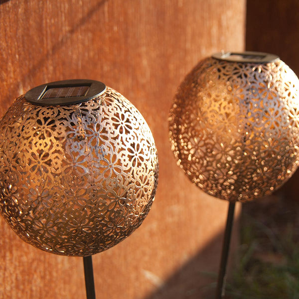 Set of 2 oriental style solar garden stakes warm white LED AGADIR H45cm - REDDECO.com