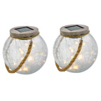Juego de 2 bolas solares de vidrio agrietado para colocar con mango de cuerda micro LED CRACK BALL CORD blanco cálido Al.13cm - REDDECO.com