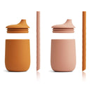 Liewood - Lot De 2 Gobelets Avec Pailles Mustard/Dark Rose Mix