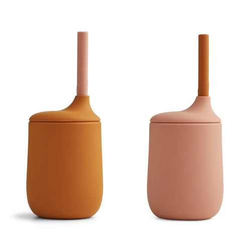 Liewood - Set de 2 Tazas con Pajita Mix Mostaza/Rosa Oscura