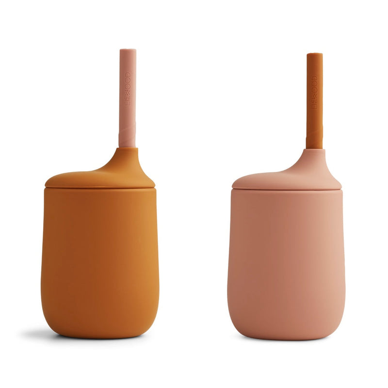 Liewood - Lot De 2 Gobelets Avec Pailles Mustard/Dark Rose Mix