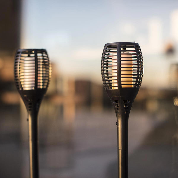 Set of 2 mini solar torches flame effect warm white LED MINI MAITY SUN H70cm - REDDECO.com