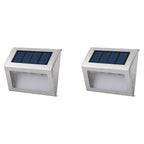 Lote de 2 proyectores solares de acero inoxidable aplique de pared escalera balizamiento LED blanco WALLY H10cm - REDDECO.com