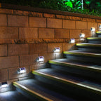 Lote de 2 proyectores solares de acero inoxidable aplique de pared escalera balizamiento LED blanco WALLY H10cm - REDDECO.com