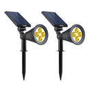 Juego de 2 focos solares Proyectores 2 en 1 para pegar o fijar LED blanco cálido regulable SPIKY WARM H42cm - REDDECO.com