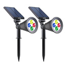 Lot de 2 spots solaires projecteur 2 en 1 à piquer ou à fixer dimmable LED multicolore SPIKY C34 H42cm - REDDECO.com