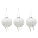 Juego de 3 farolillos chinos farol solar crema boda festiva LED blanco cálido HIMALAYA ∅30cm - REDDECO.com