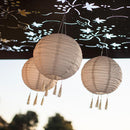 Juego de 3 farolillos chinos farol solar crema boda festiva LED blanco cálido HIMALAYA ∅30cm - REDDECO.com