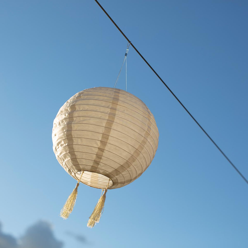 Juego de 3 farolillos chinos farol solar crema boda festiva LED blanco cálido HIMALAYA ∅30cm - REDDECO.com