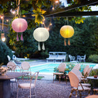 Lote de 3 farolillos solares linterna china 3 colores rosa, crema y naranja LED blanco cálido SHANGRI LA ∅20cm - REDDECO.com