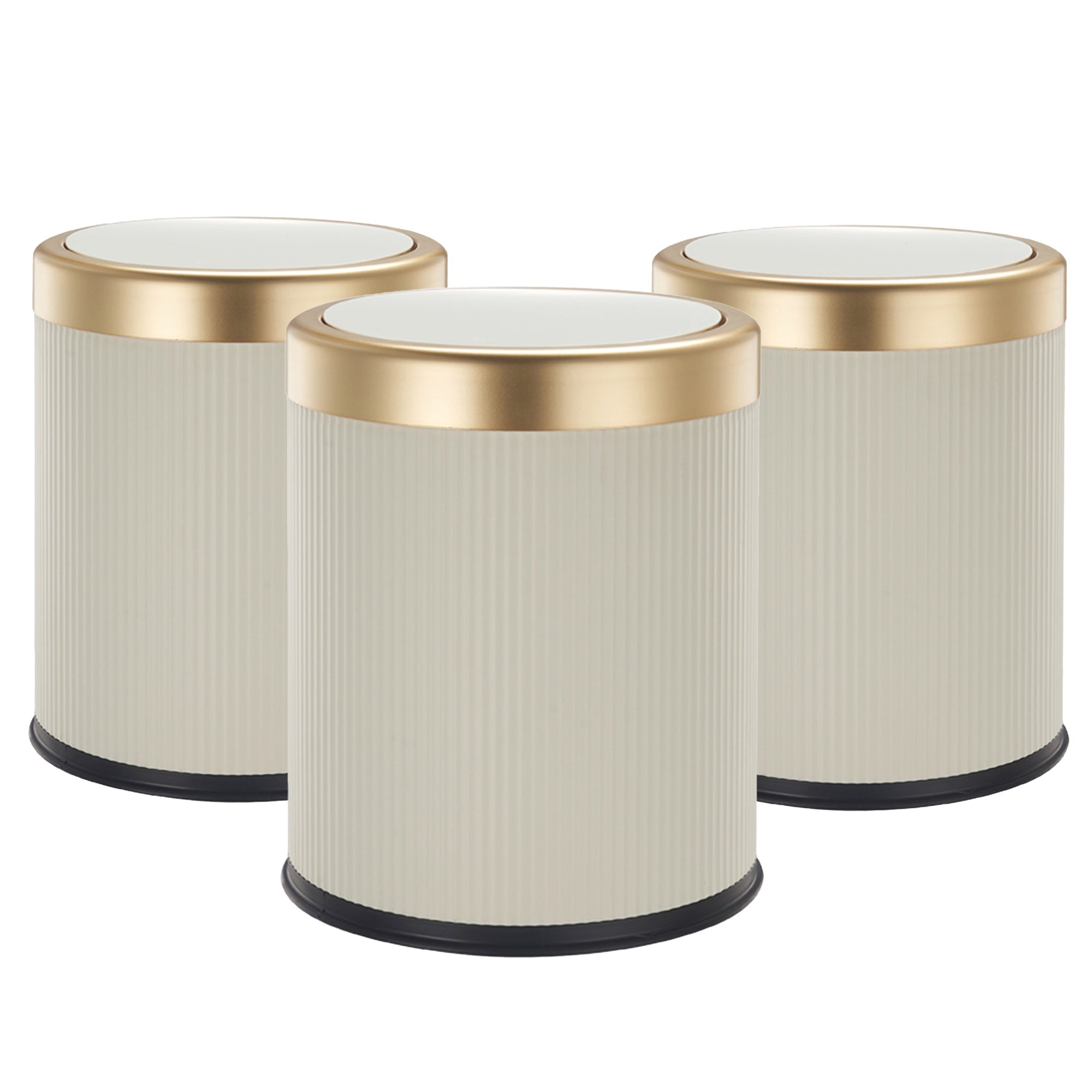 Glint - 3 Papeleras De Baño Push 8L - Plástico - Dorado