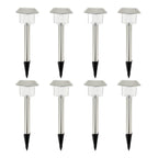 Conjunto de 8 balizas solares de acero inoxidable para plantar para camino de entrada LED blanco ALESIA H39cm - REDDECO.com