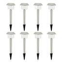 Conjunto de 8 balizas solares de acero inoxidable para plantar para camino de entrada LED blanco ALESIA H39cm - REDDECO.com