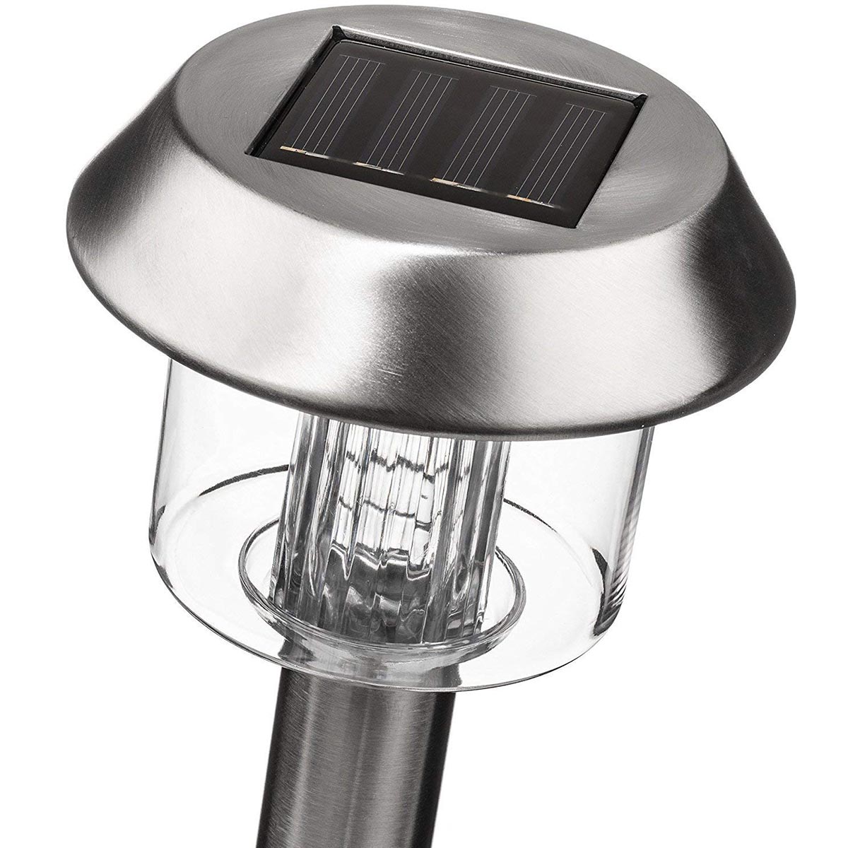 Conjunto de 8 balizas solares de acero inoxidable para plantar para camino de entrada LED blanco ALESIA H39cm - REDDECO.com