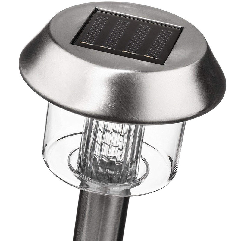 Conjunto de 8 balizas solares de acero inoxidable para plantar para camino de entrada LED blanco ALESIA H39cm - REDDECO.com