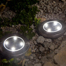Set of 8 round stainless steel solar spotlights, recessed or inserted, white LED DECKY ∅12cm - REDDECO.com