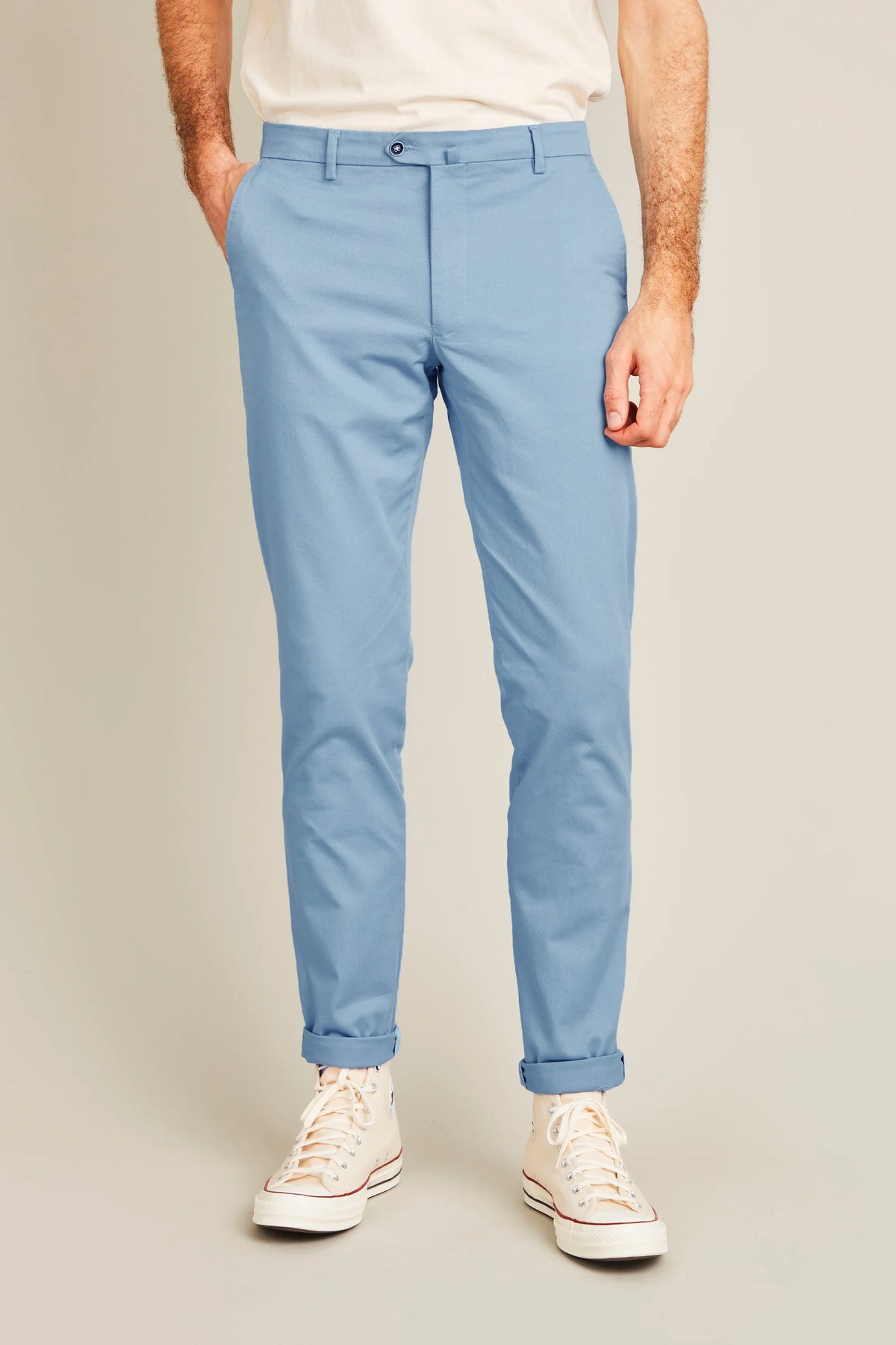 Pastel Blue Chino Trousers - Men