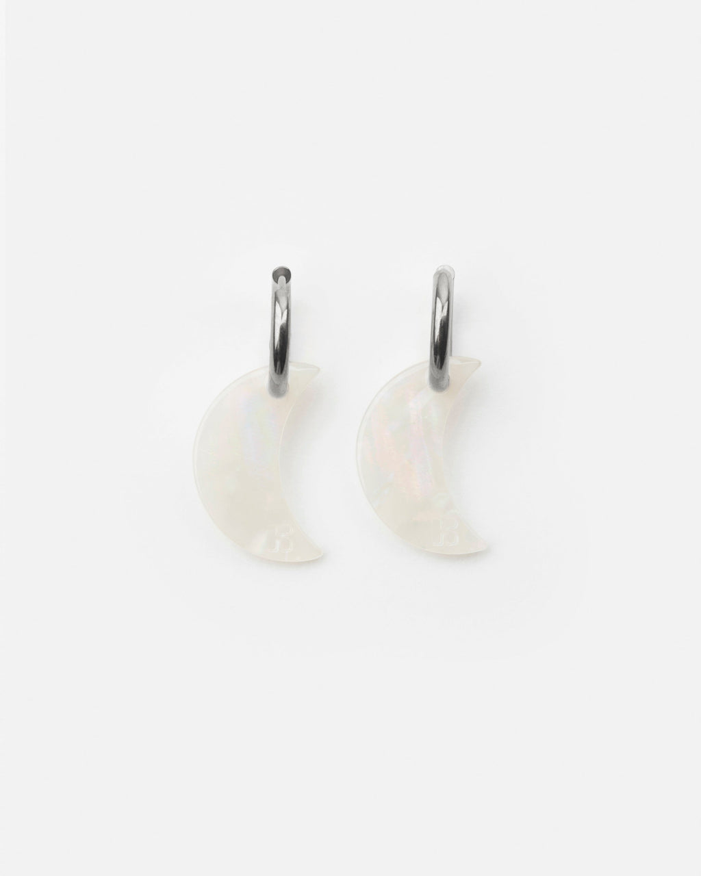 Boucles D'Oreilles Lune - Irisé Blanc