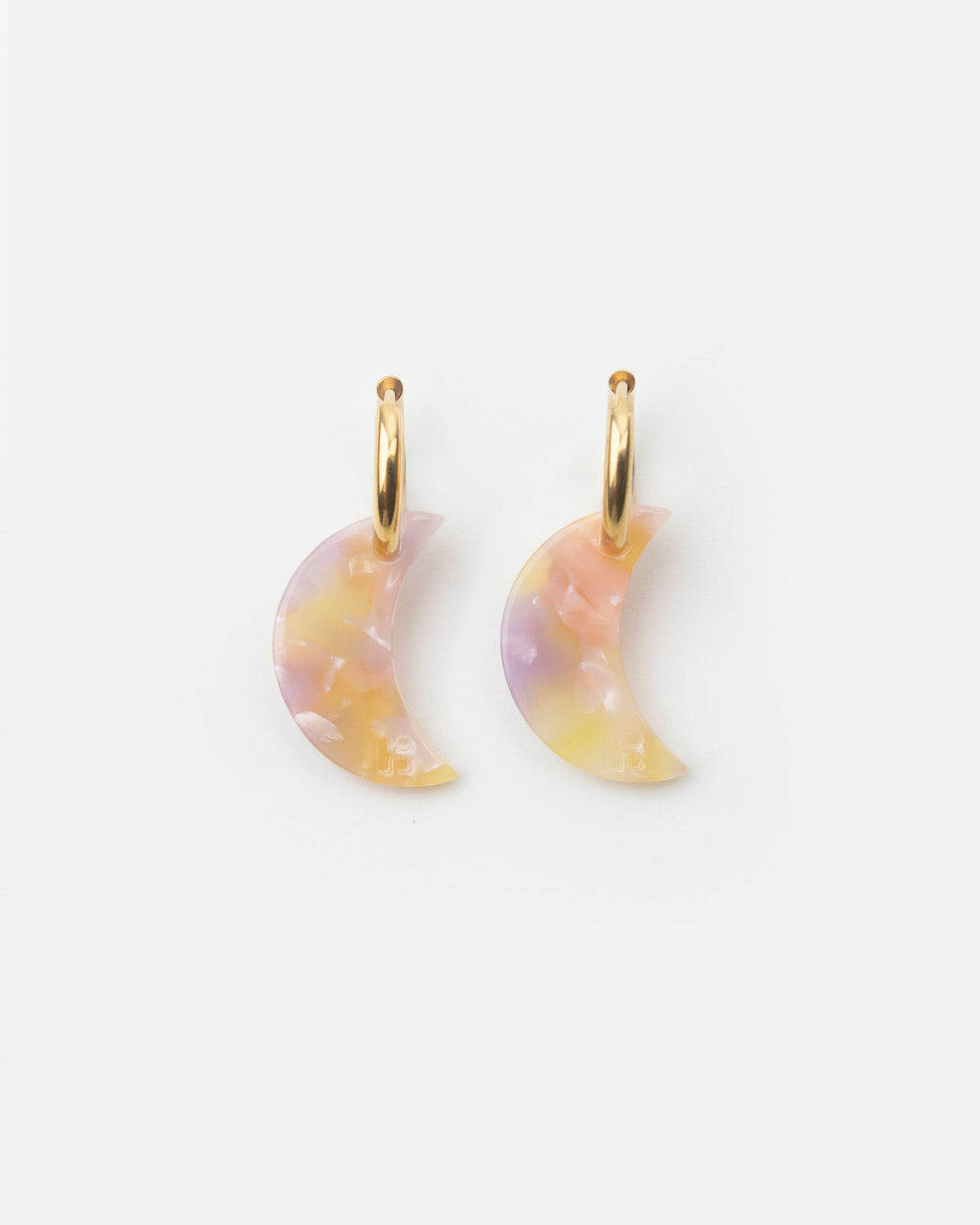 Boucles D'Oreilles Lune - Rose Orangé