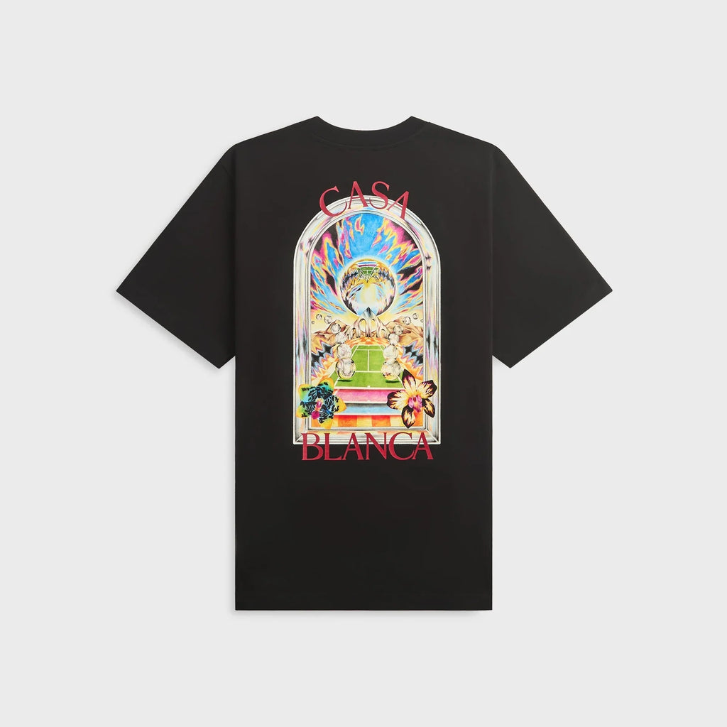 T-Shirt Casablanca Black Tennis Landscape Short Sleeve T-Shirt - Black
