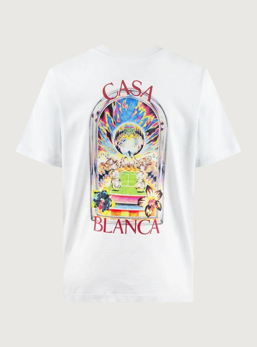 T-Shirt Casablanca White Tennis Landscape a Maniche Corte - Bright White