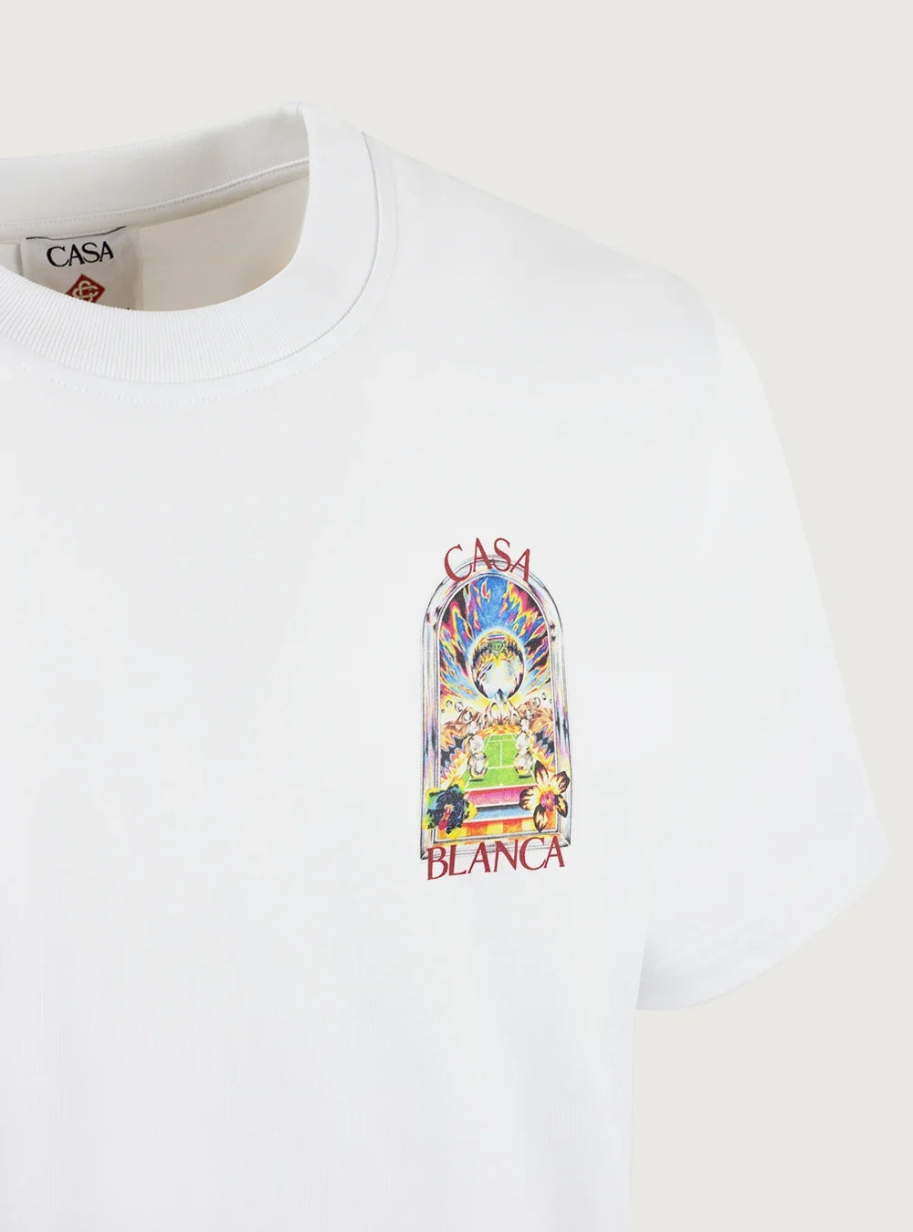 T-Shirt Casablanca White Tennis Landscape a Maniche Corte - Bright White