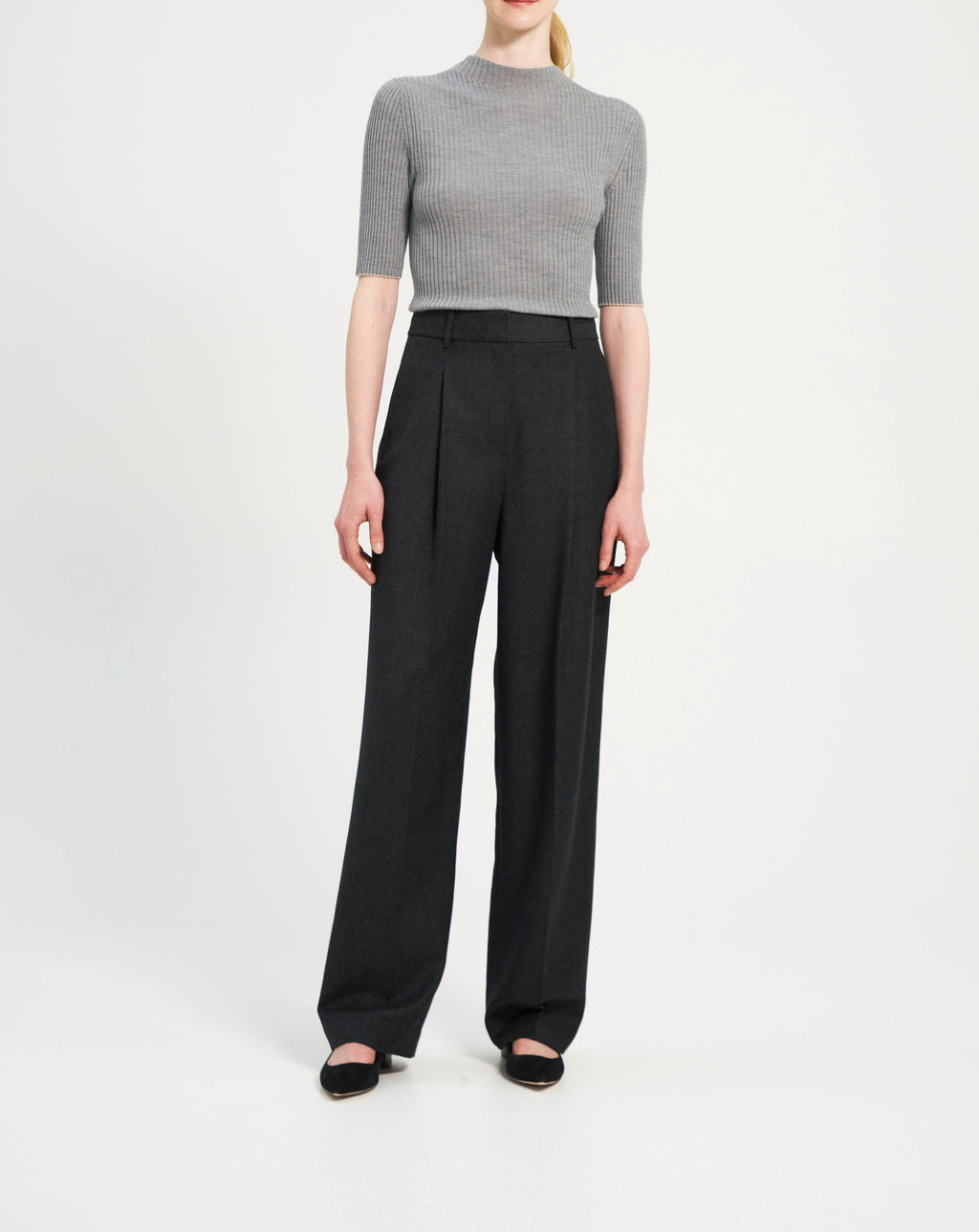 Woven - Pleat Trouser B - New Charcoal Melange