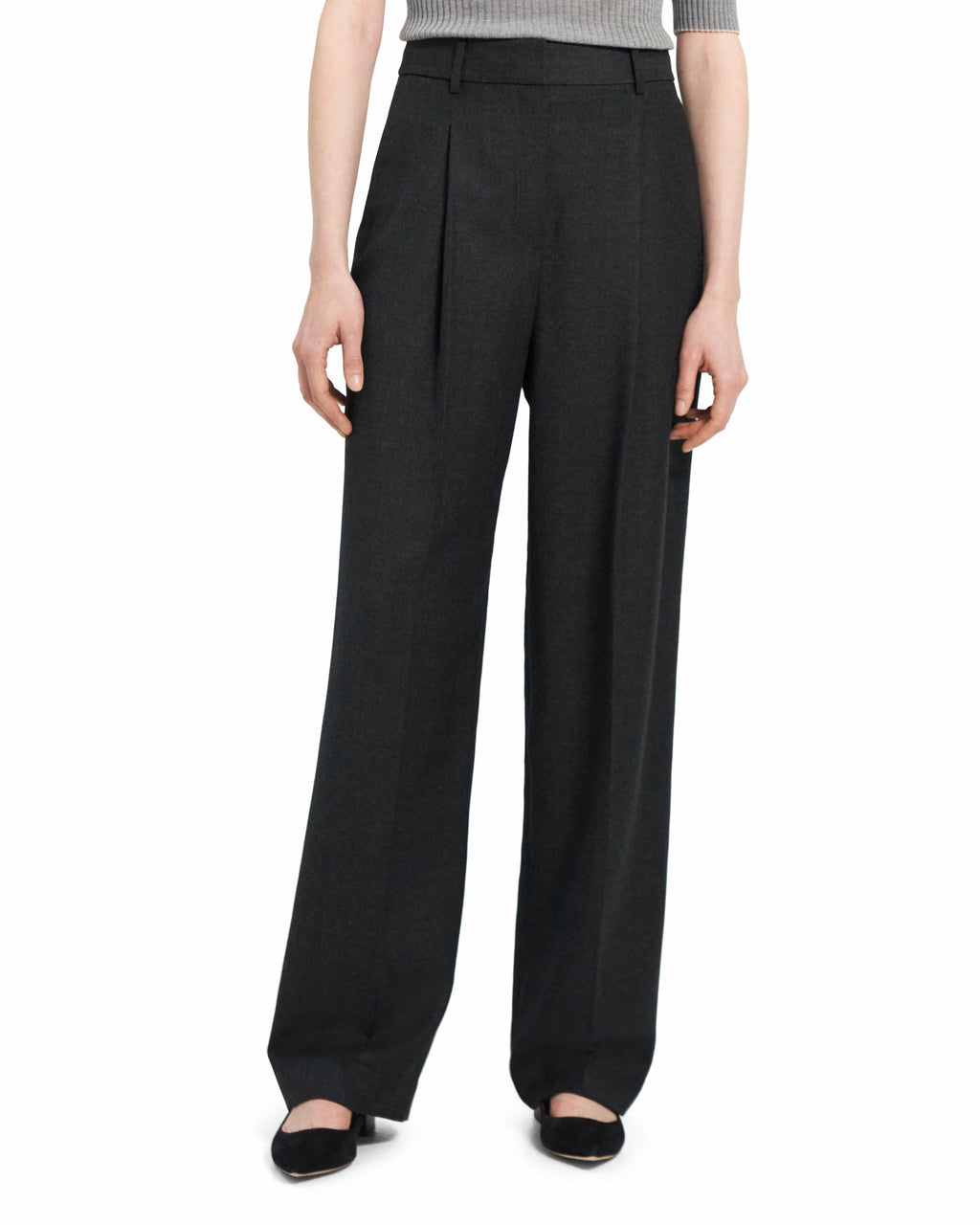 Woven - Pleat Trouser B - New Charcoal Melange