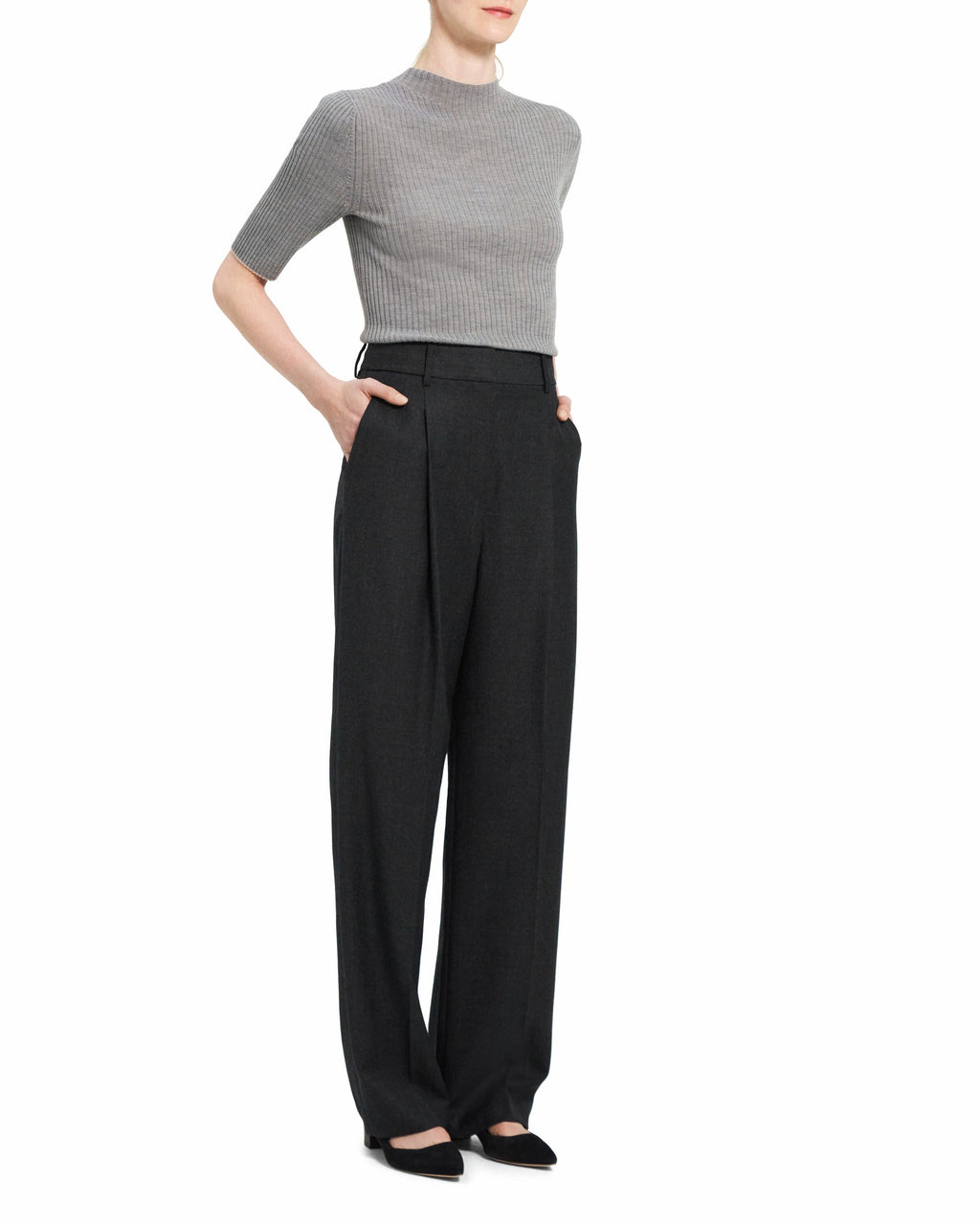 Woven - Pleat Trouser B - New Charcoal Melange