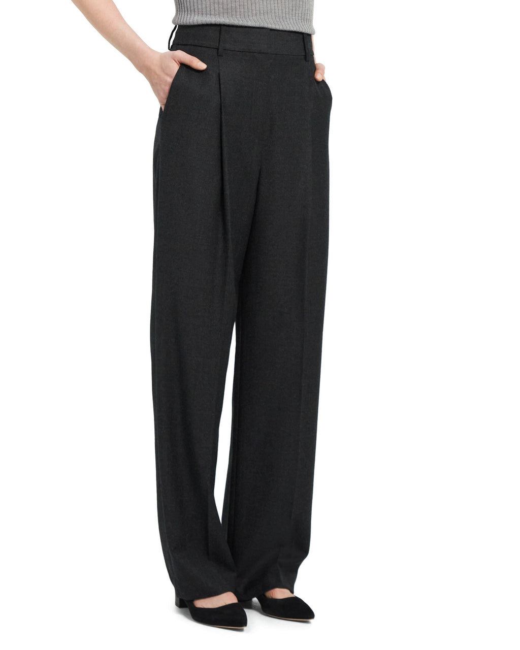Woven - Pleat Trouser B - New Charcoal Melange