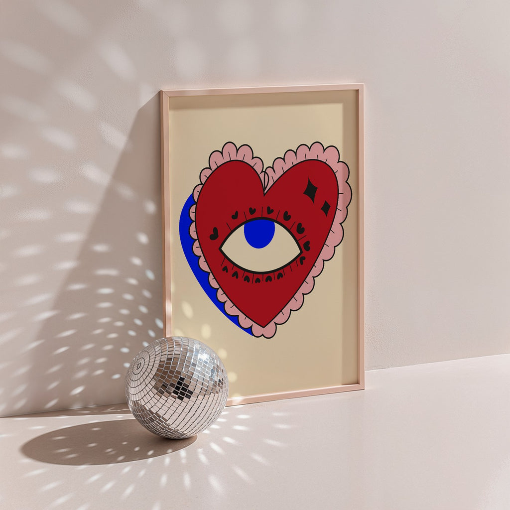 Groovy - Affiche Heart Eye - Rouge