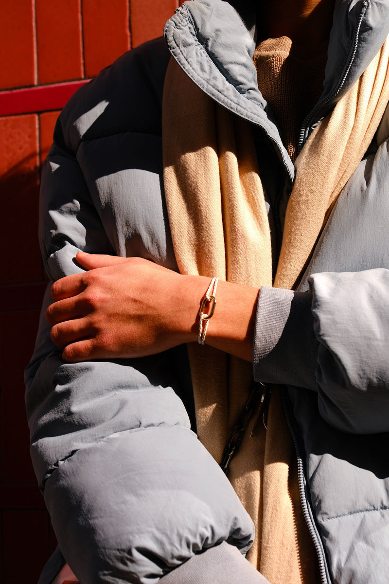 Bracelet Concorde - Rayé Beige Et Blanc