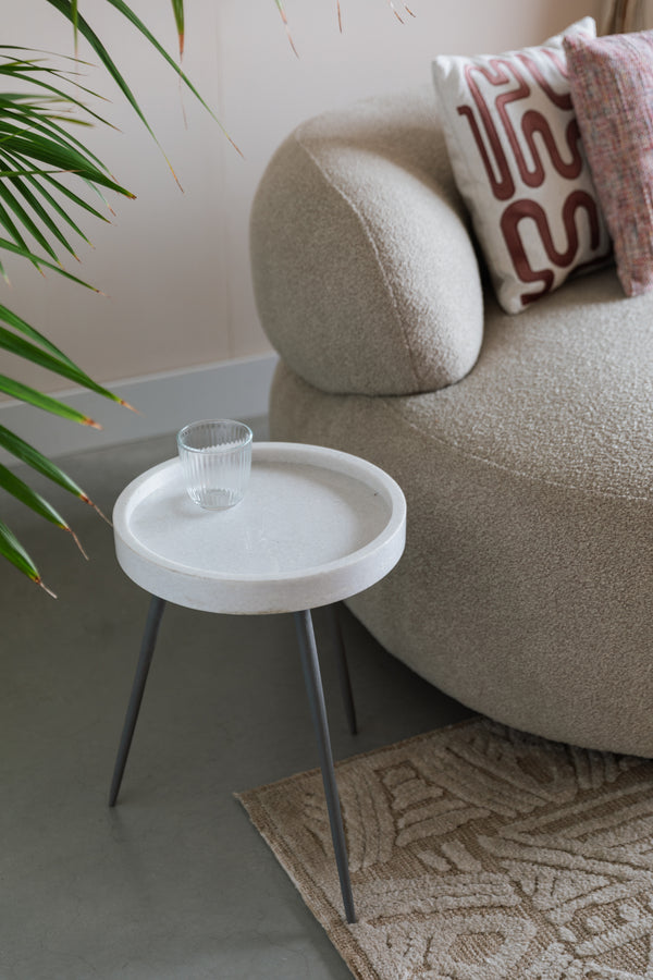Karrara - Side Table - Solid Marble - White