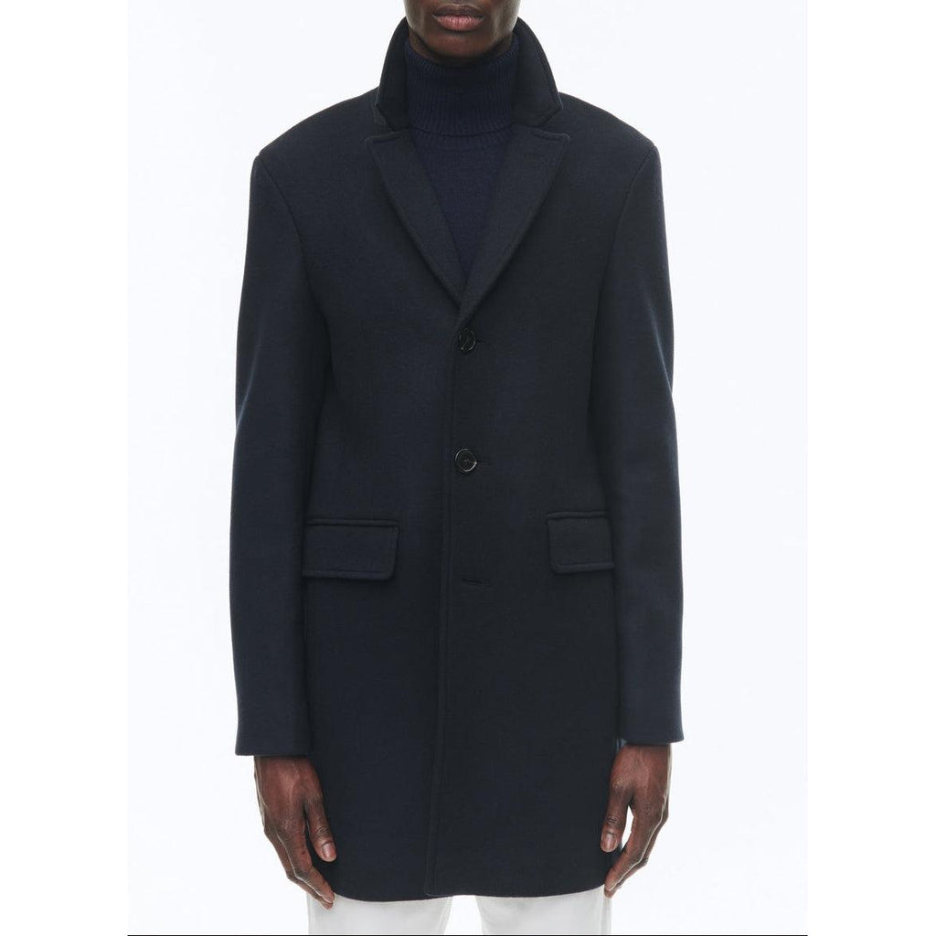 Cappotto aderente in panno di lana - Blu