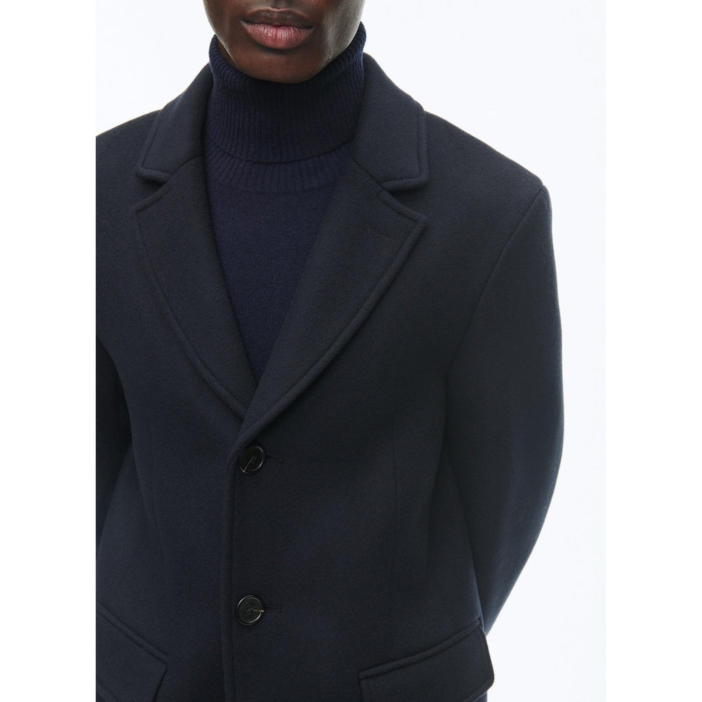 Cappotto aderente in panno di lana - Blu