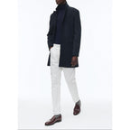 Cappotto aderente in panno di lana - Blu