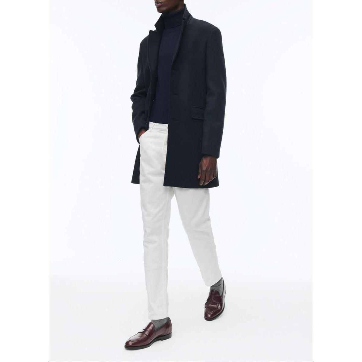 Cappotto aderente in panno di lana - Blu