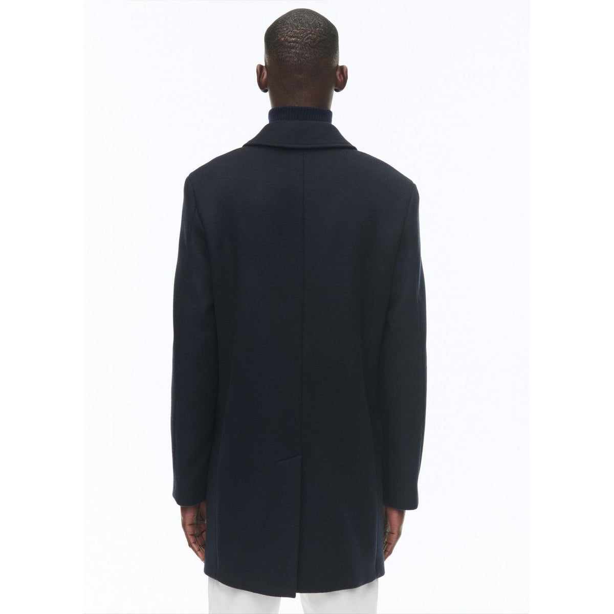 Cappotto aderente in panno di lana - Blu