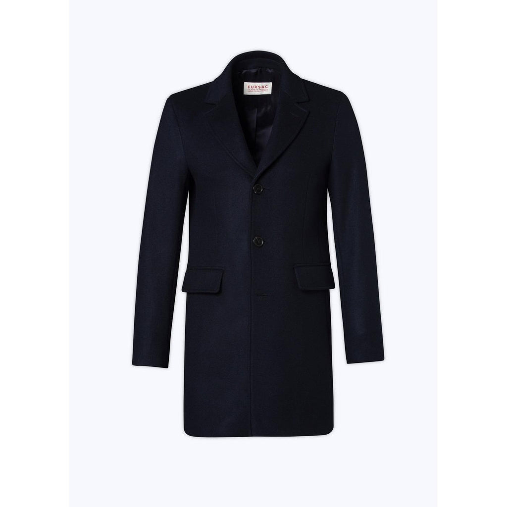 Cappotto aderente in panno di lana - Blu