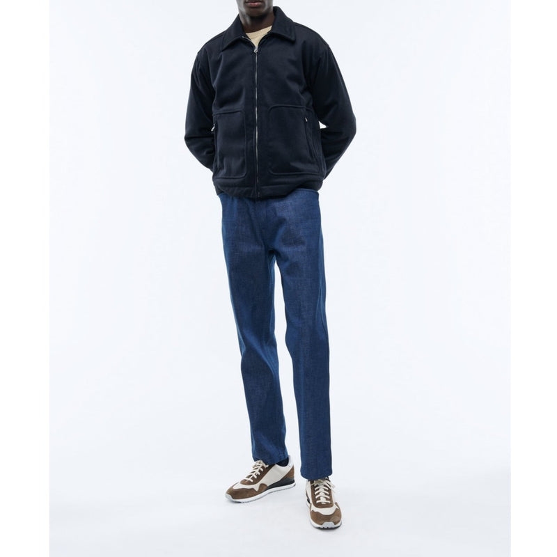 Fursac - Blouson En Drap De Laine Mélangée Navy Blue