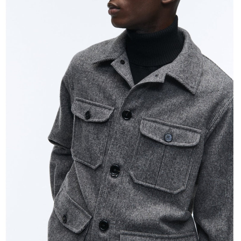 Fursac - Grey Wool Cloth Jacket with Micro Pattern